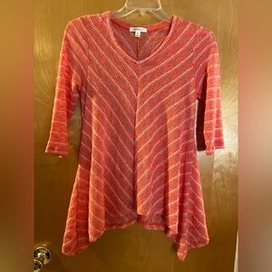 JohnPaulRichard Open Weave 3/4 Sleeve Sweater Shark Bite Hem Size Small